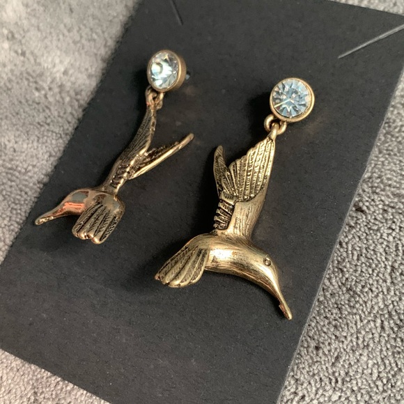 Golden Hummingbird Drop Earrings new - Picture 5 of 10